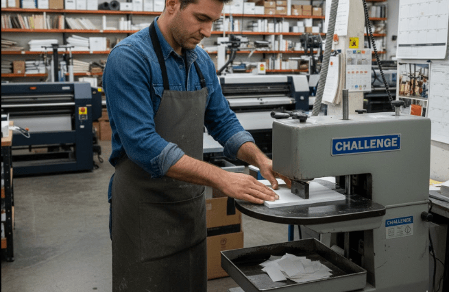 Challenge paper cornering machine rounding paper stacks