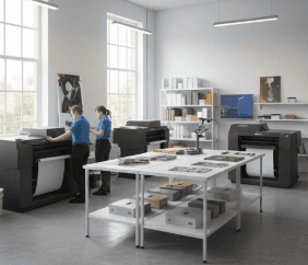 Challenge padding press in a commercial print finishing area